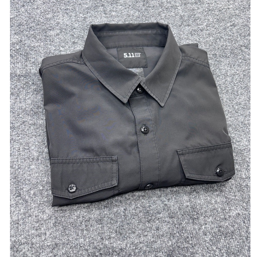5.11 Tactical Mens Charcoal Gray Long Sleeve Button Down Utility Shirt Medium